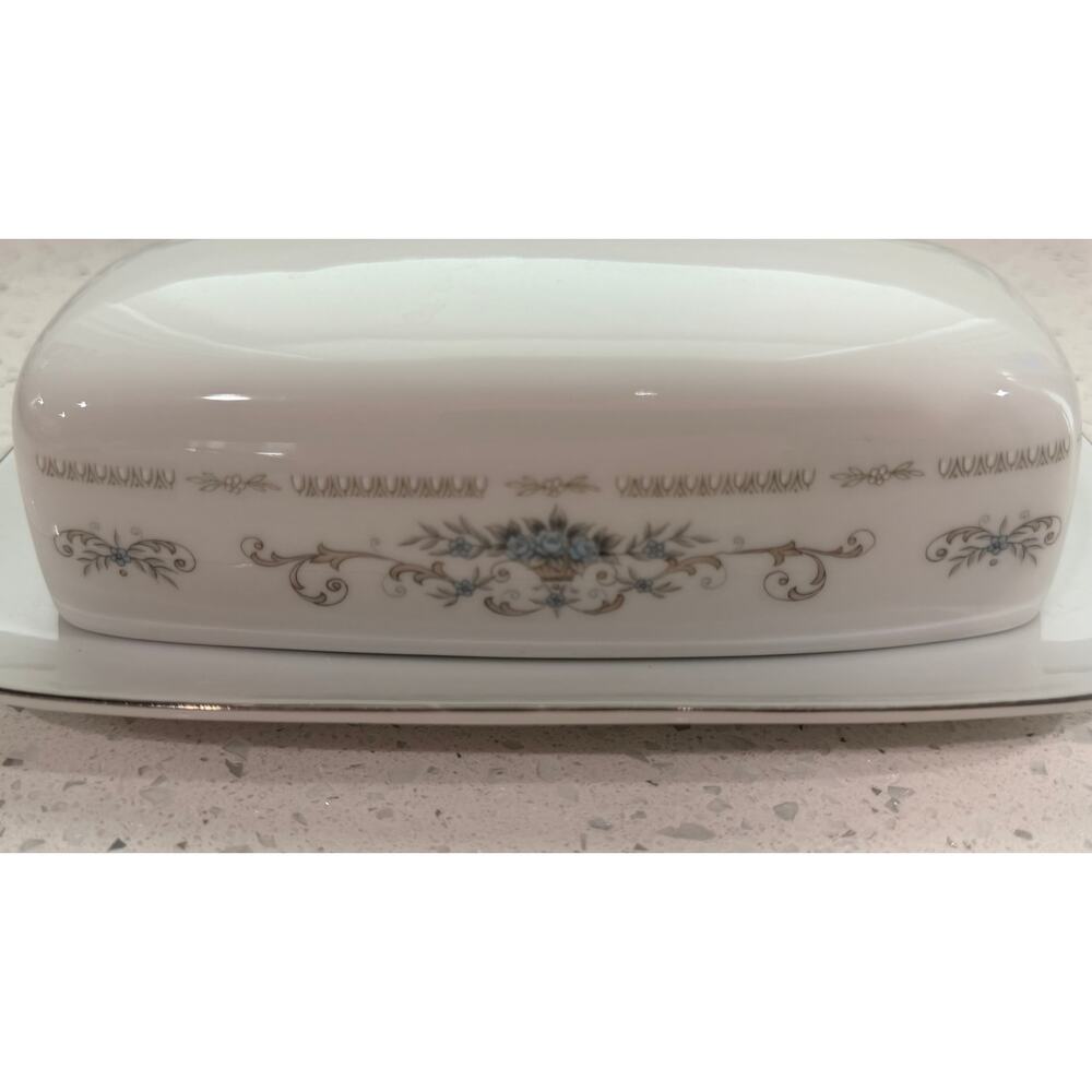 Vintage Diane Japan Fine Porcelain 8" Covered Butter Dish Platinum Trim - Picture 3 of 6